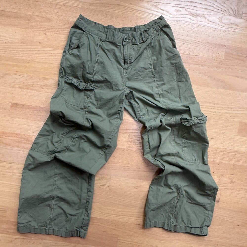 Women’s S Olive Green Cargo Pants Y2K Utility Streetwear Cotton